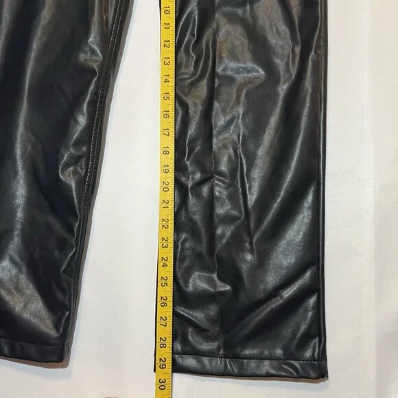 Abercrombie & Fitch Women 28/6 Curve Love Vegan Leather 90s Straight Pant Black - Picture 9 of 16